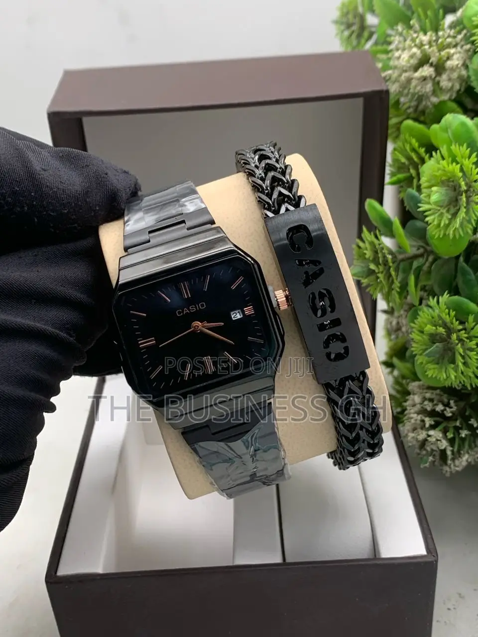 Casio Watch and Bracelet Set for Men (Rectangular)