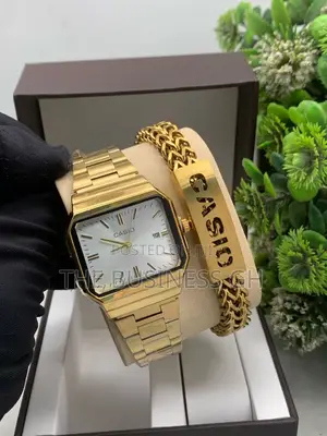 Casio Watch and Bracelet Set for Men (Rectangular)