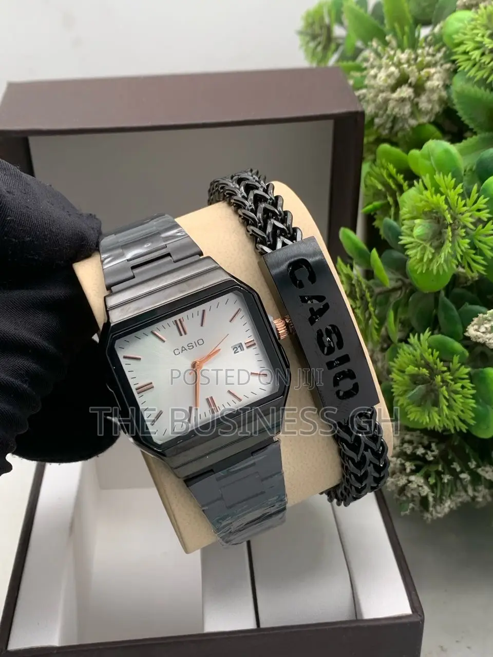 Casio Watch and Bracelet Set for Men (Rectangular)