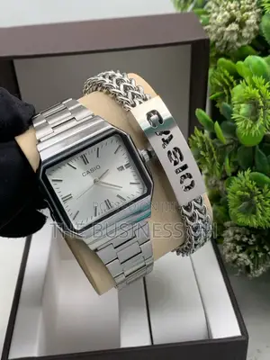 Casio Watch and Bracelet Set for Men (Rectangular)