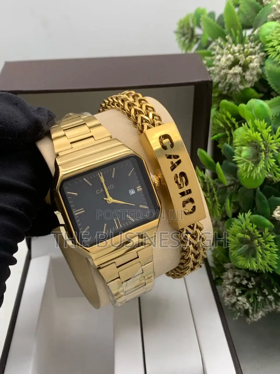 Casio Watch and Bracelet Set for Men (Rectangular)