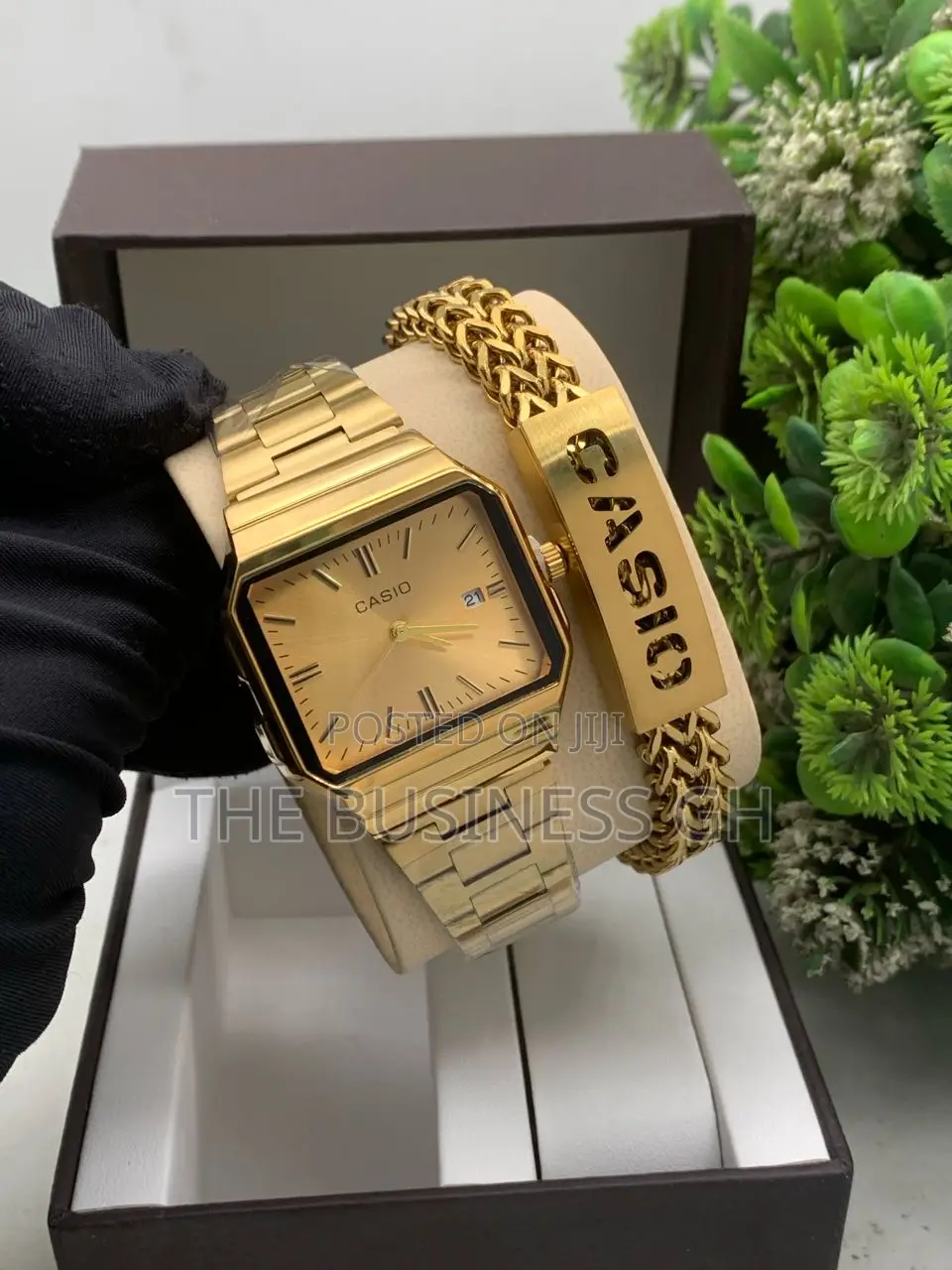 Casio Watch and Bracelet Set for Men (Rectangular)