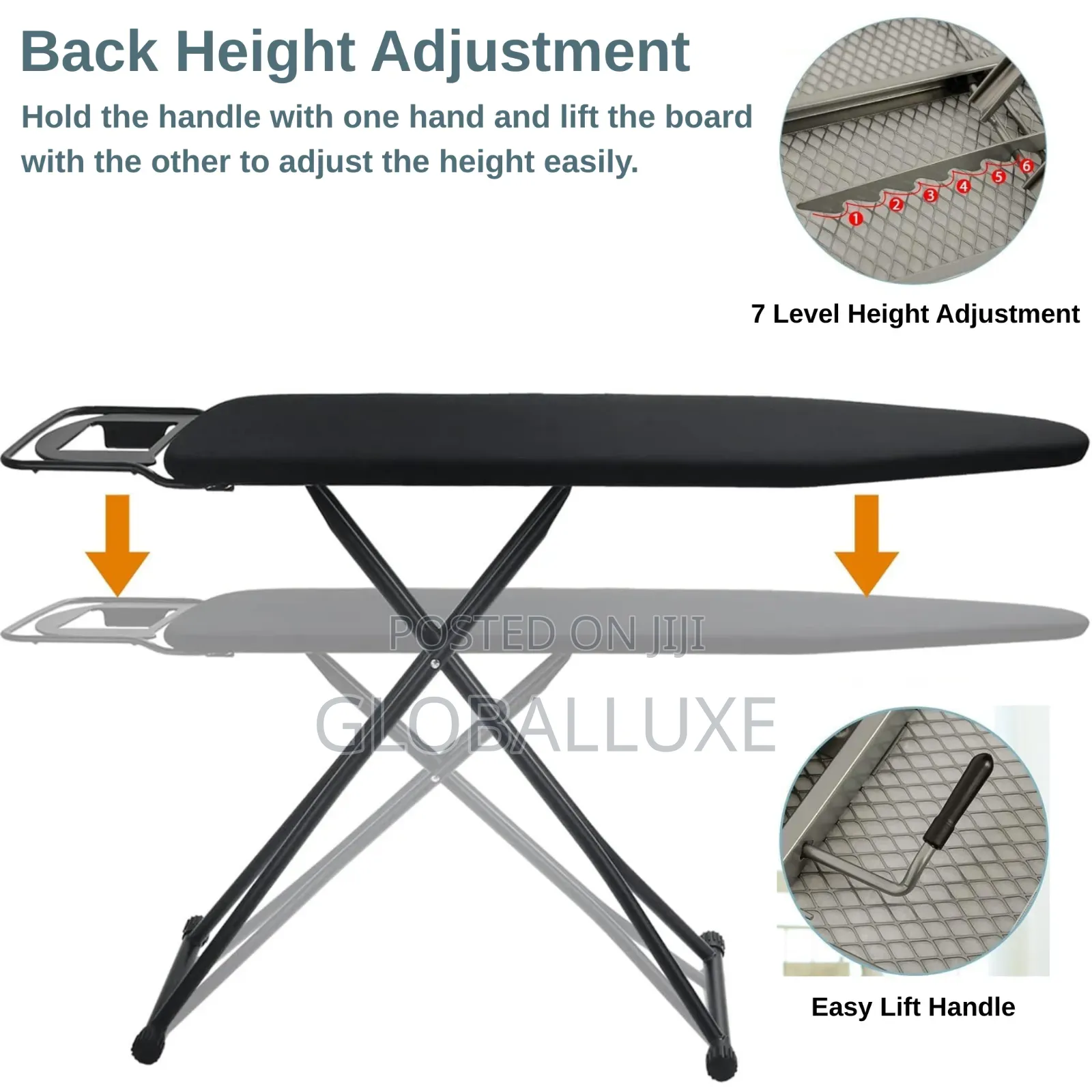 Adjustable Folding Ironing Board With Iron Rest And Cover