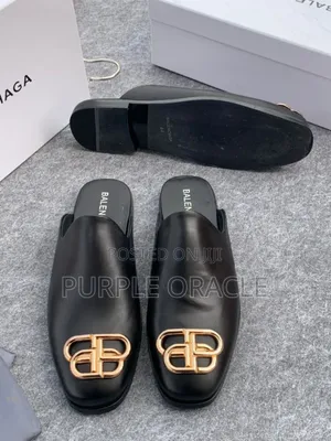 Black Balenciaga Leather Half Shoes
