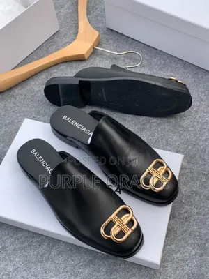 Black Balenciaga Leather Half Shoes