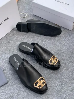 Black Balenciaga Leather Half Shoes