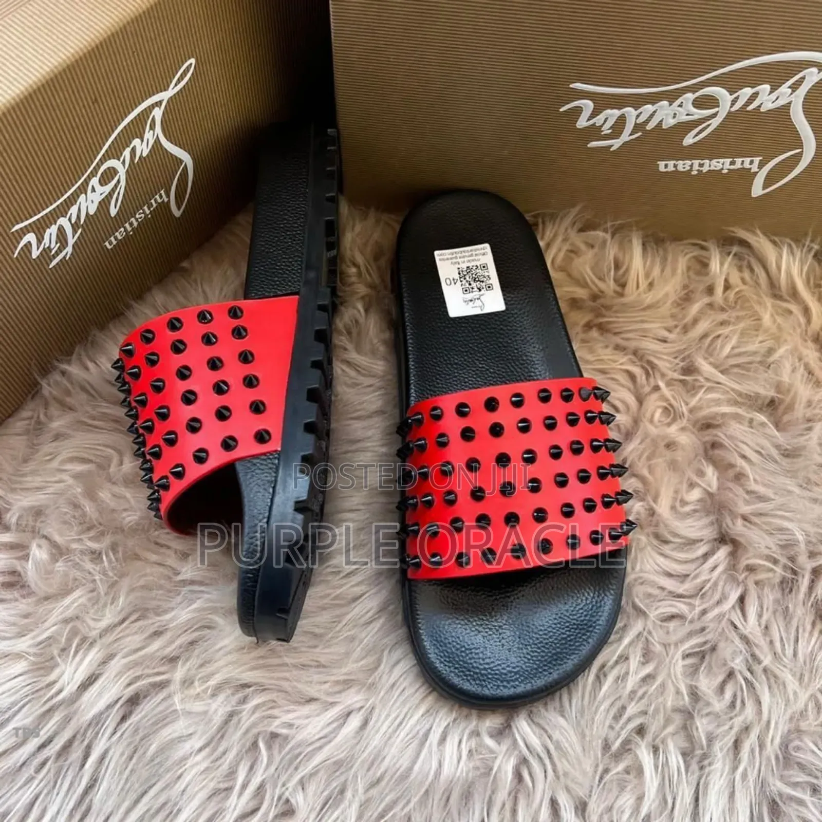 Christian Louboutin Quick-Dry Outdoor Rubber Slides.