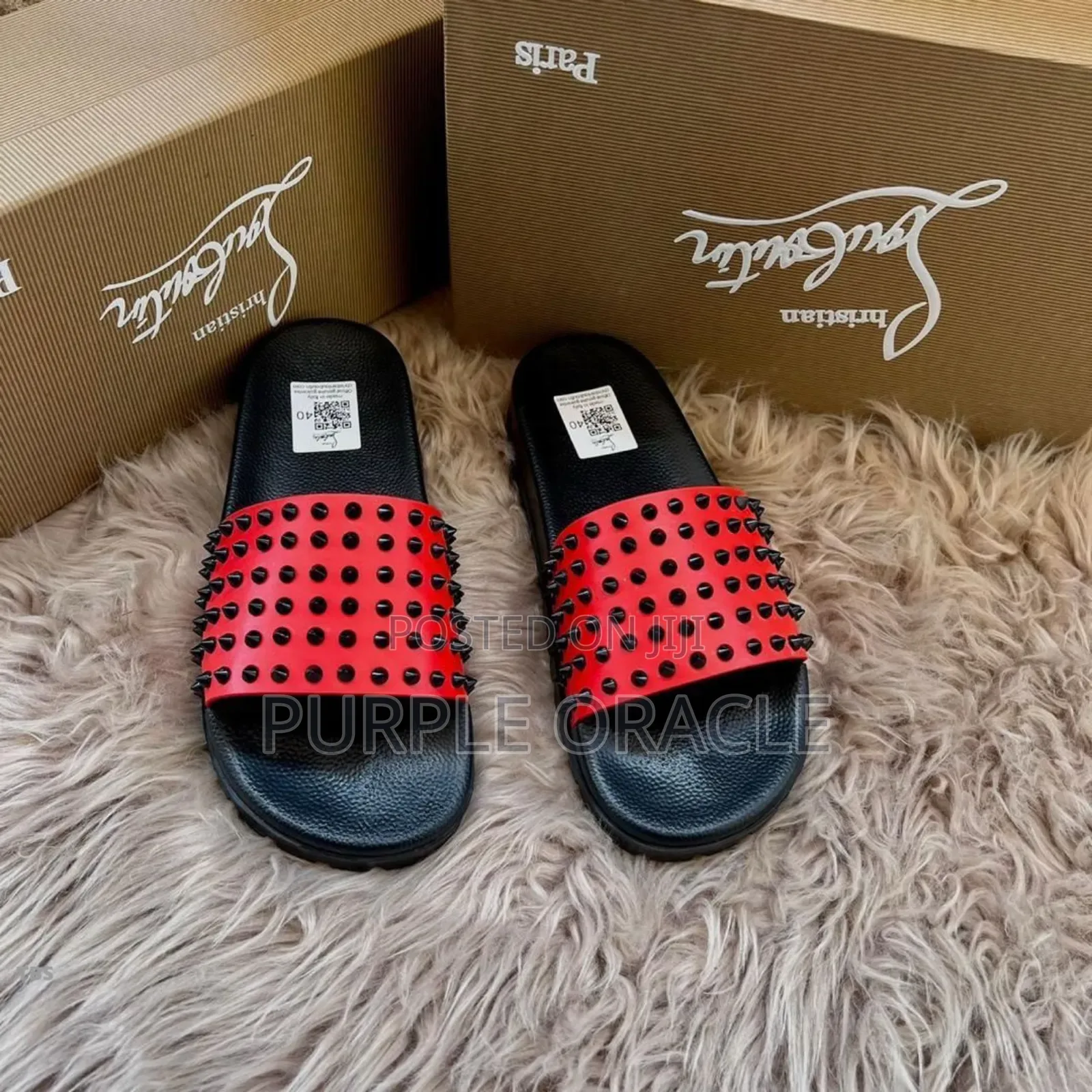 Christian Louboutin Quick-Dry Outdoor Rubber Slides.