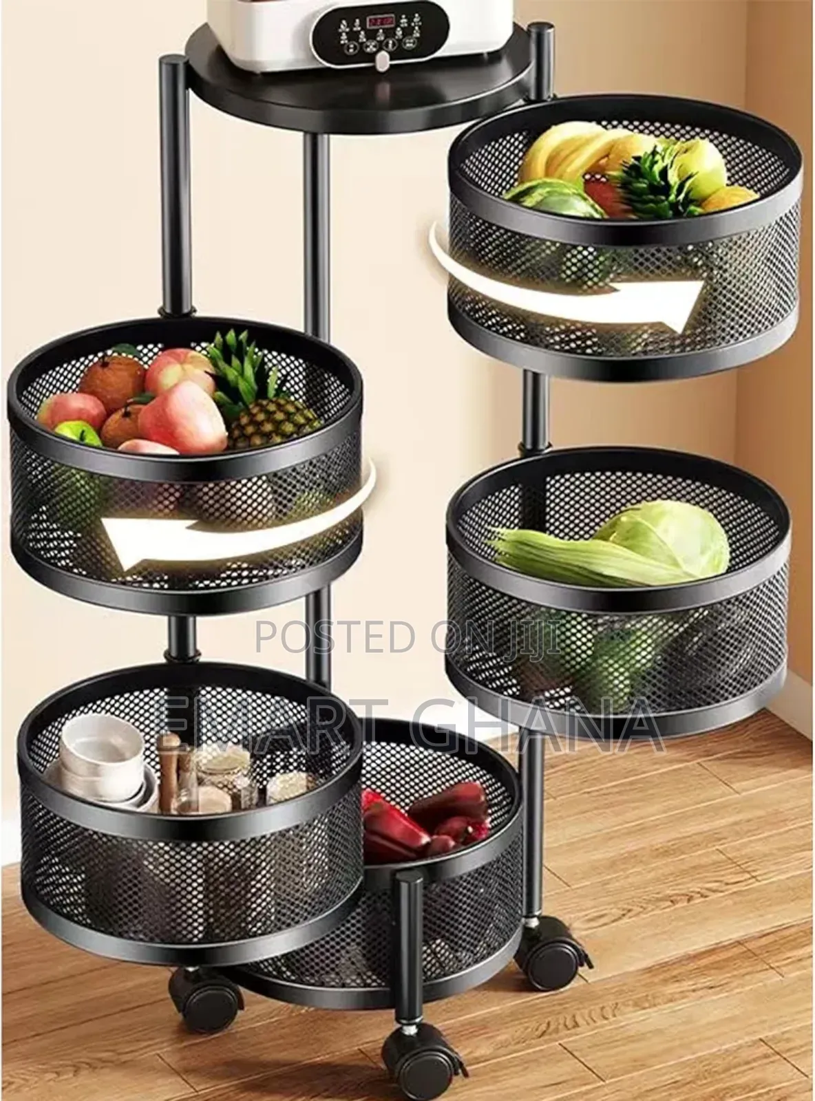 Rotating Storage Shelves Rack For Kitchen Vegetable Storage Organizer