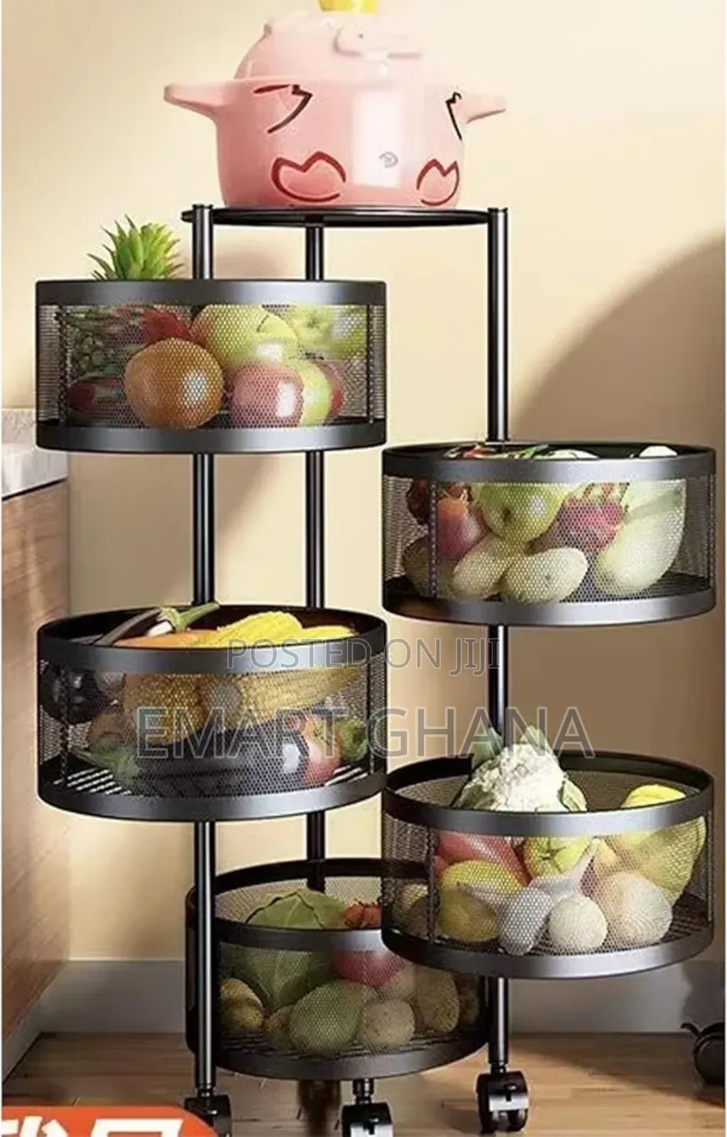 Rotating Storage Shelves Rack For Kitchen Vegetable Storage Organizer