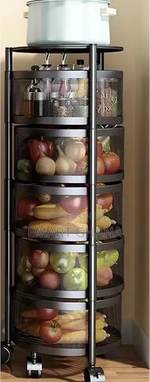Rotating Storage Shelves Rack For Kitchen Vegetable Storage Organizer
