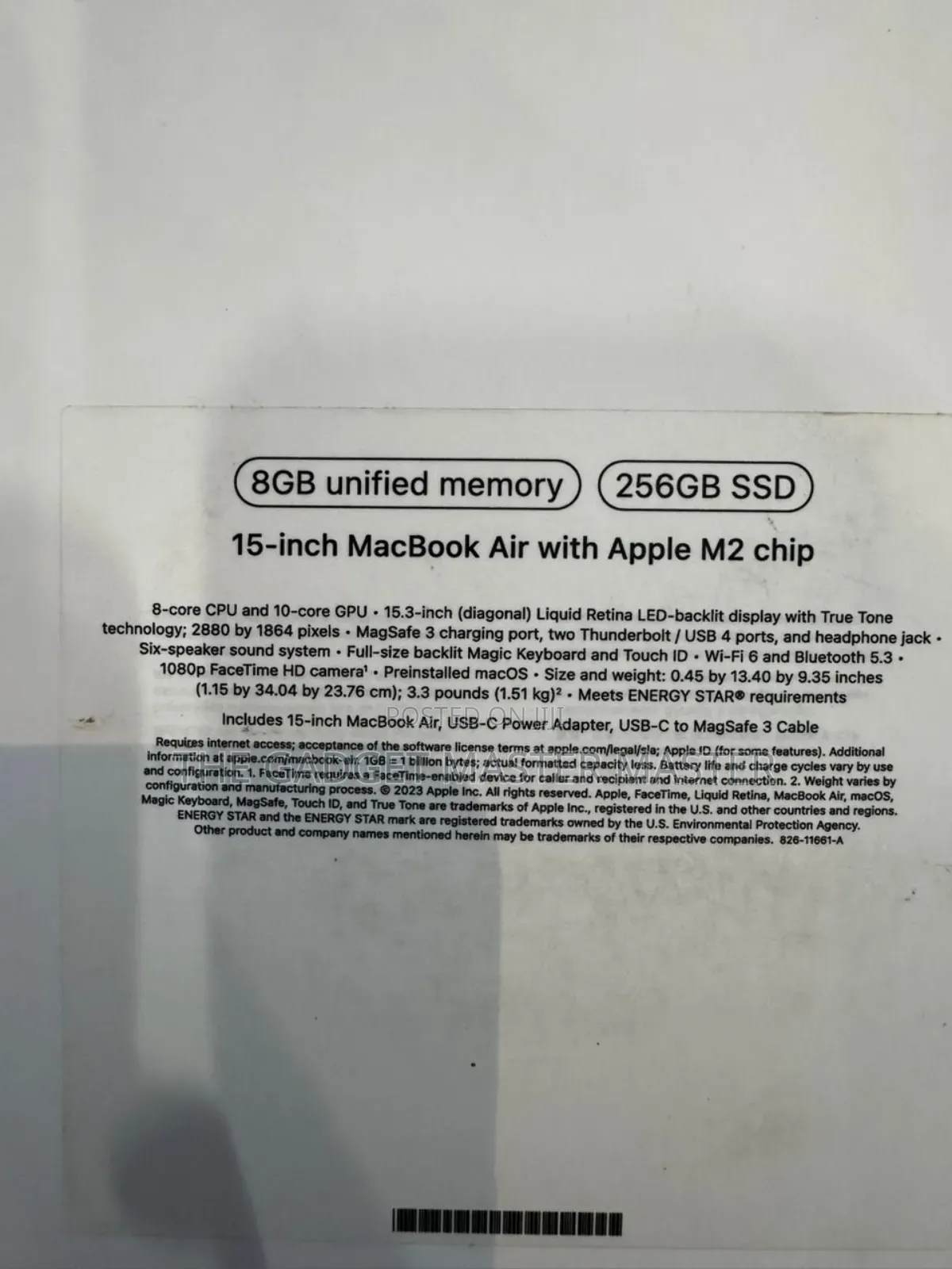 New Laptop Apple MacBook Air 2022 M2 8GB Apple M2 SSD 512GB