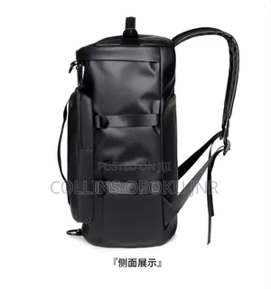 Multi-Purpose Leather Travel Backpack With Shoe Compartment - Black