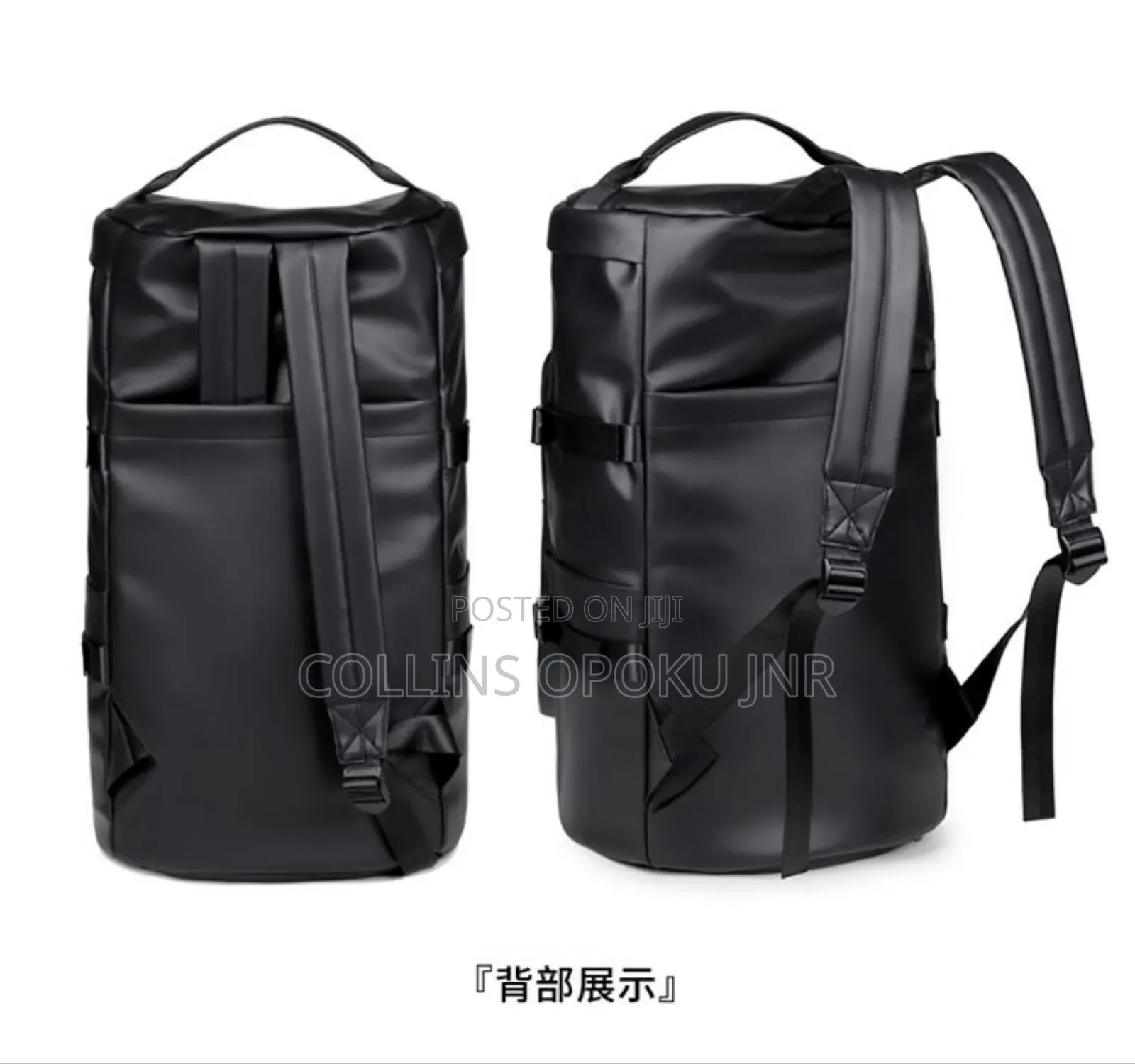 Multi-Purpose Leather Travel Backpack With Shoe Compartment - Black