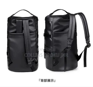 Multi-Purpose Leather Travel Backpack With Shoe Compartment - Black