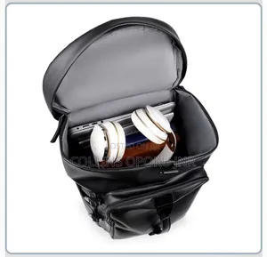 Multi-Purpose Leather Travel Backpack With Shoe Compartment - Black