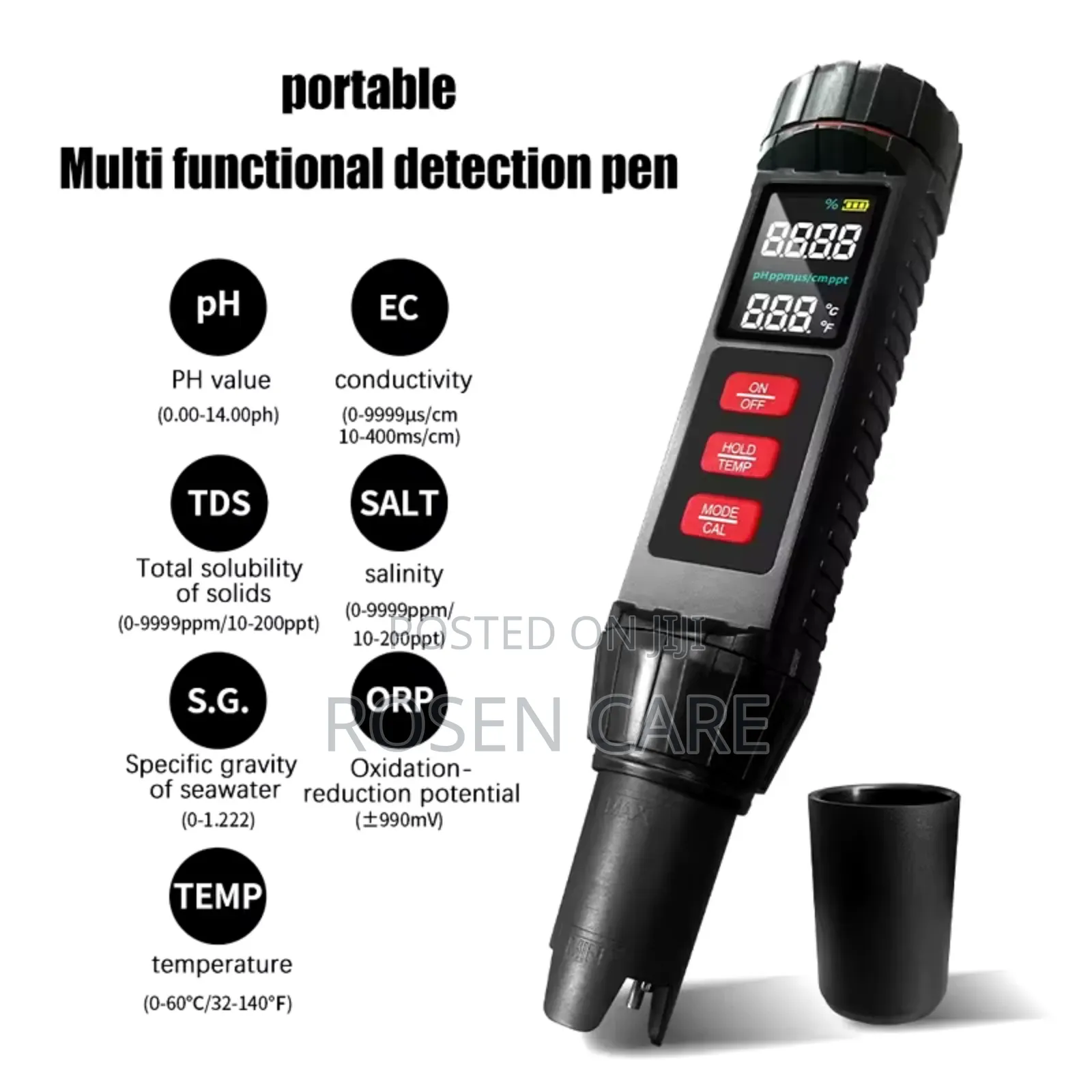 7-in-1 Tds, Ec, Ph Meter, Salt, Temps, S.G., Orp With Backlight in ...