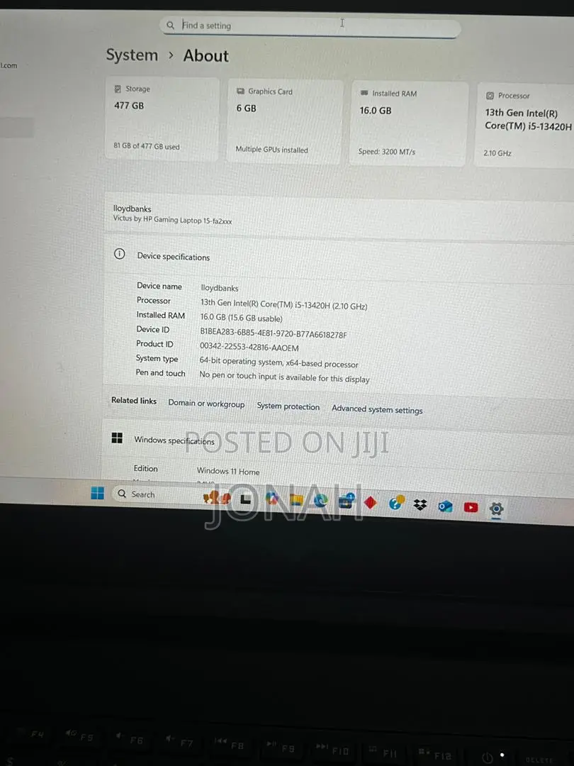 New Laptop HP Victus 15 16GB Intel Core i5 SSHD+SSD 500GB