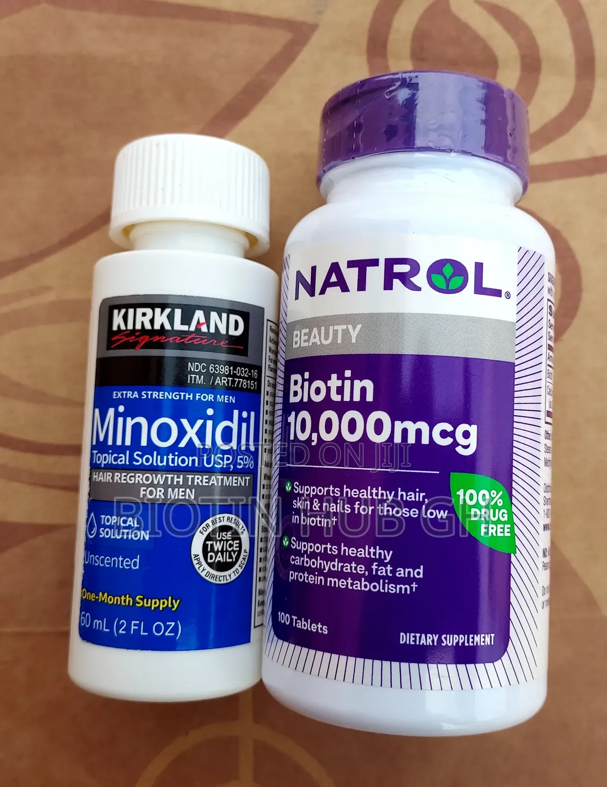 Kirkland Minoxidil and Natrol Biotin 10,000mcg Combo