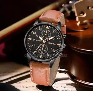 Men's Geneva Brown Leather Watch