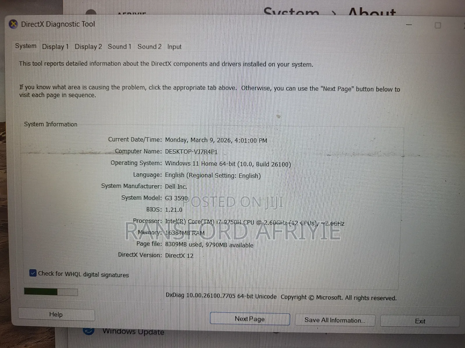 Laptop Dell G3 15 3590 16GB Intel Core i7 HDD+SSD 750GB