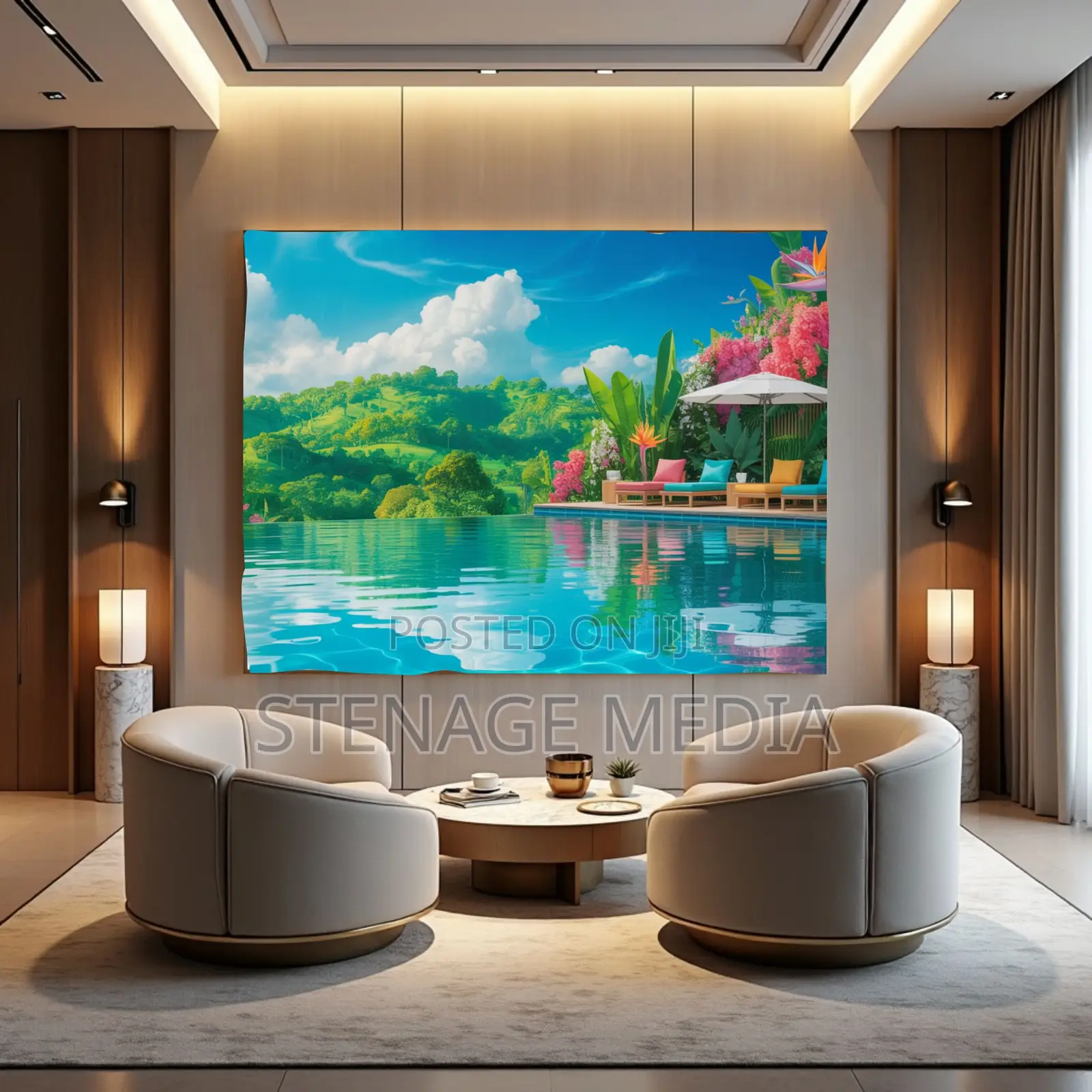 Infinity Water Pool Luxury Photo Print Canvas Frame