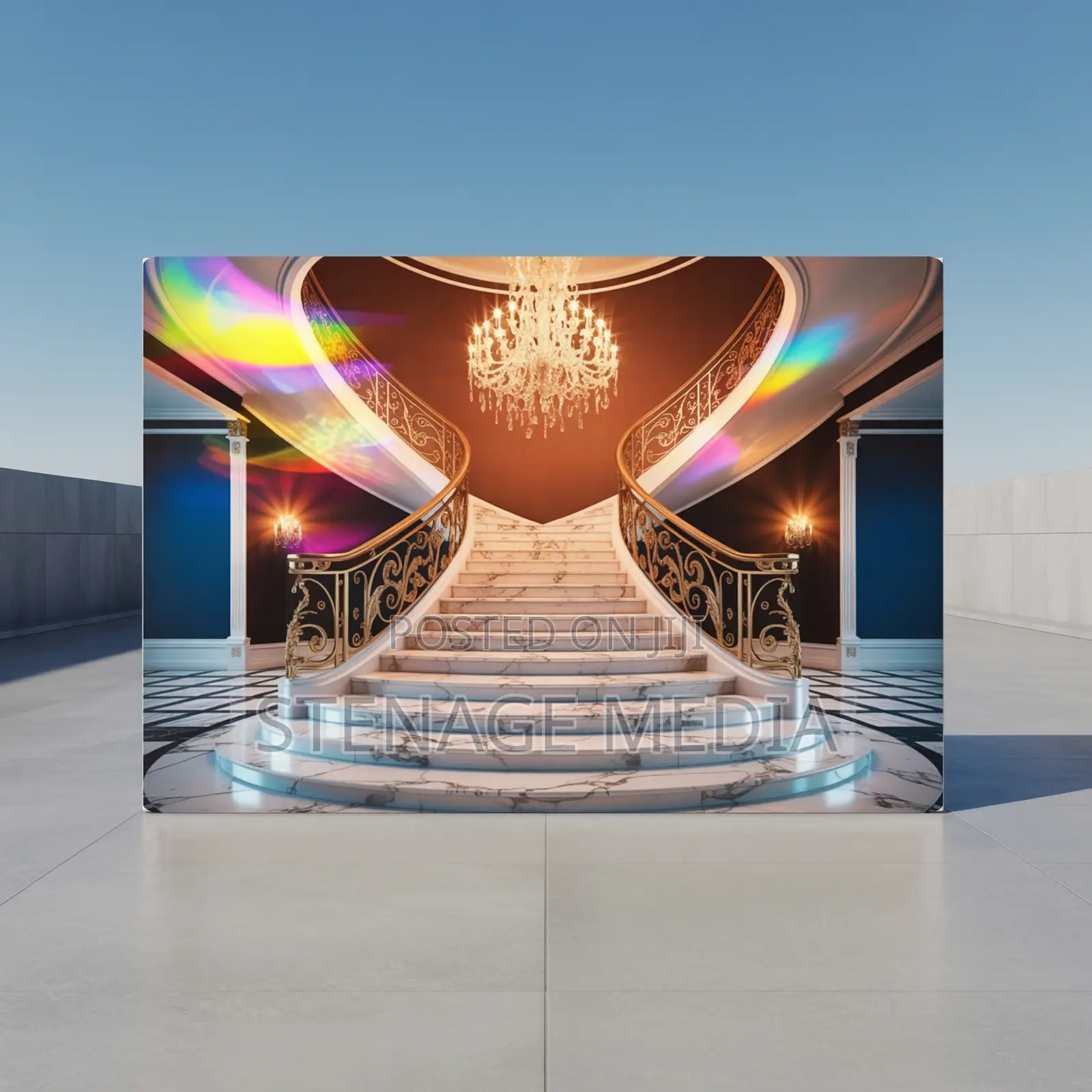 Luxury Grand Gold Marble Staircase Canvas Art Frame Print