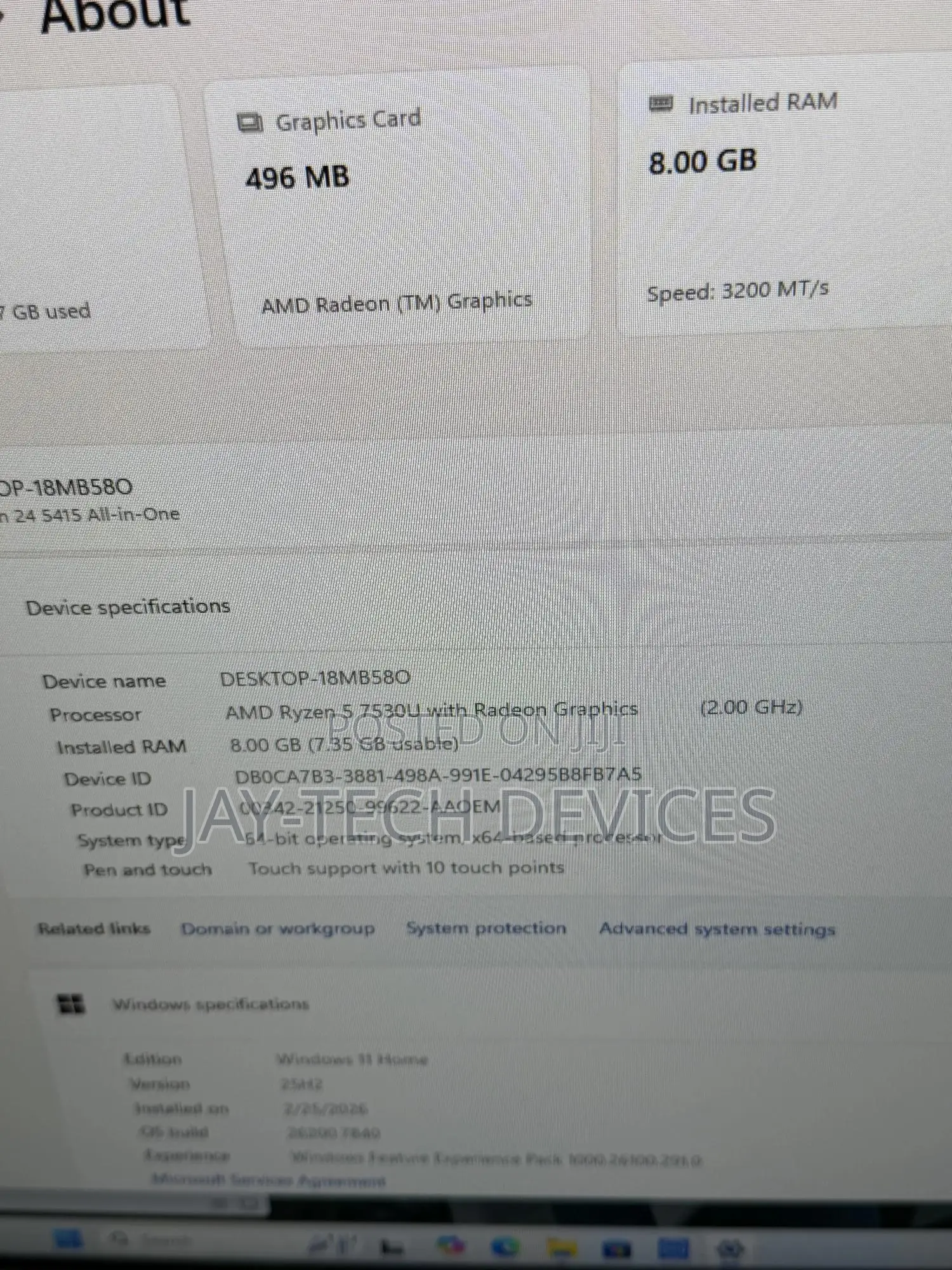 Dell Inspiron 27 All-in-One 8GB AMD Ryzen 5 SSHD (Hybrid) 512GB