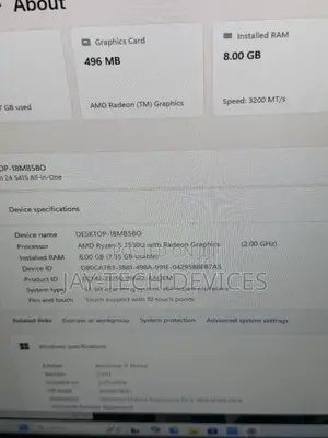 Dell Inspiron 27 All-in-One 8GB AMD Ryzen 5 SSHD (Hybrid) 512GB