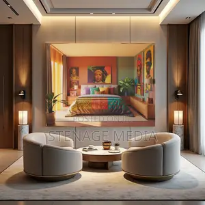 Elegant Earth Tone Bedroom Luxury Interior Canvas Frame Wall Art Print