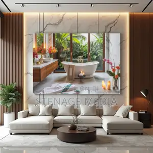 Luxury Bathroom Spa Marble Tub Interior Canvas Frame Wall Art Decor