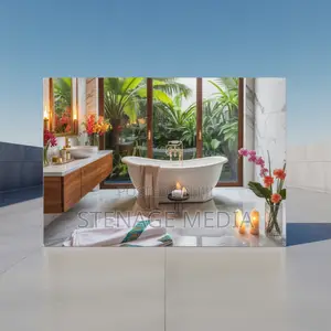 Luxury Bathroom Spa Marble Tub Interior Canvas Frame Wall Art Decor