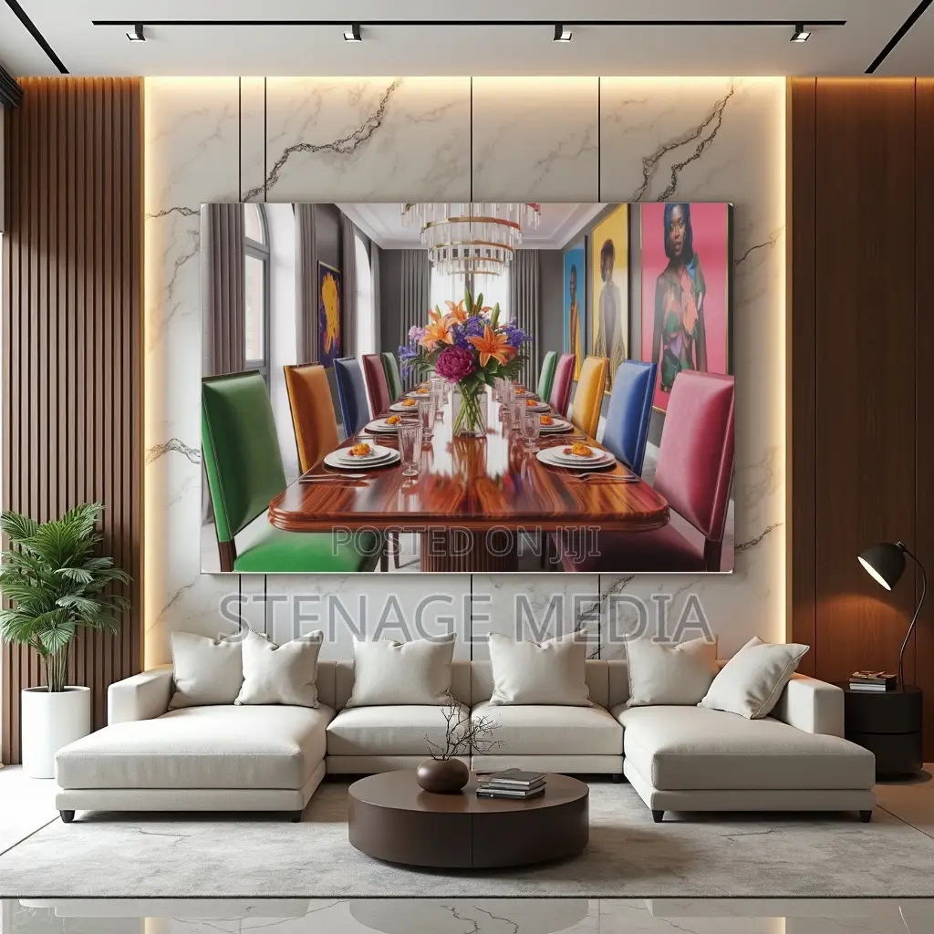 Vibrant Dining Room Elegant Table Setting Canvas Frame Wall Art Print