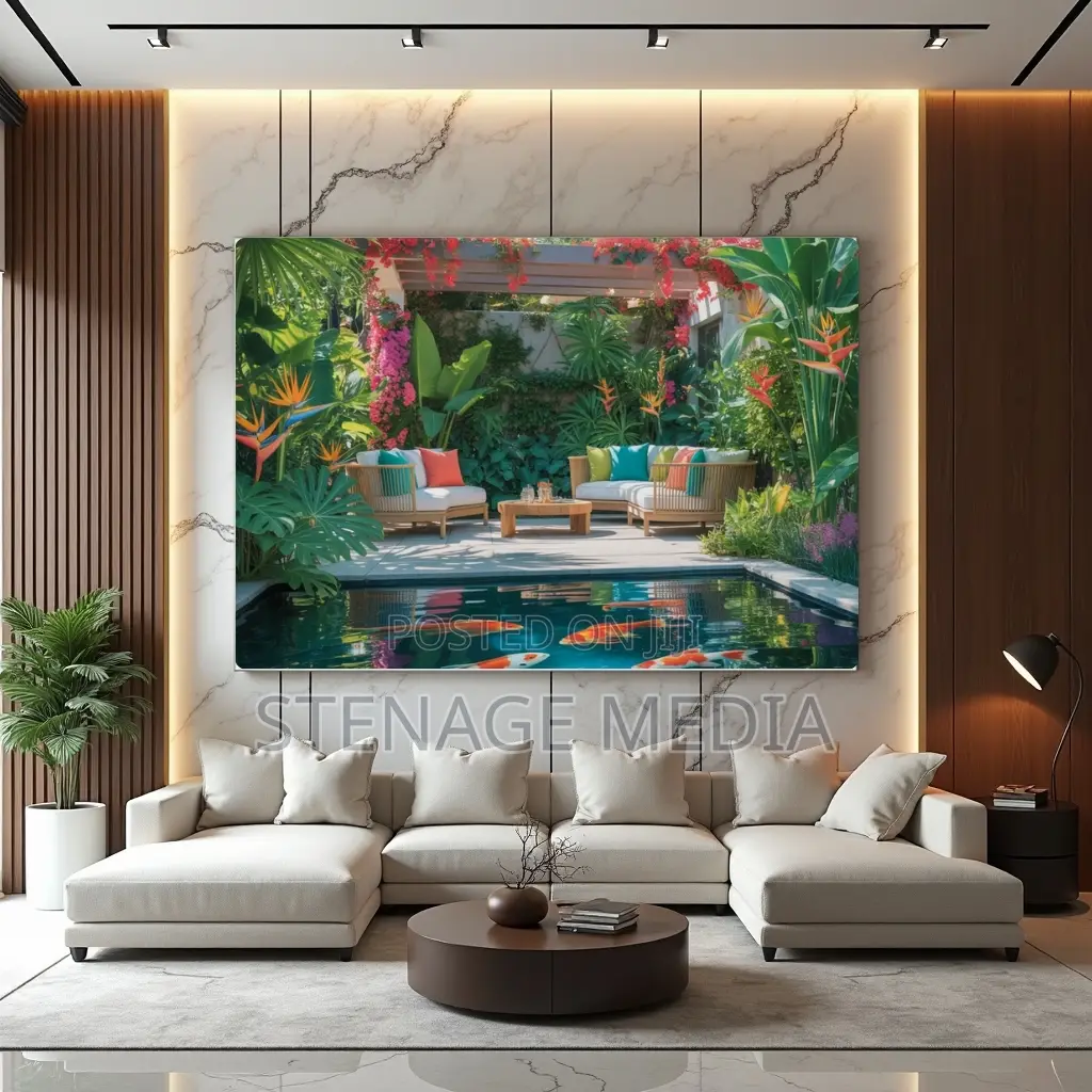 Tropical Garden Oasis Lush Landscaping Canvas Frame Wall Art Print