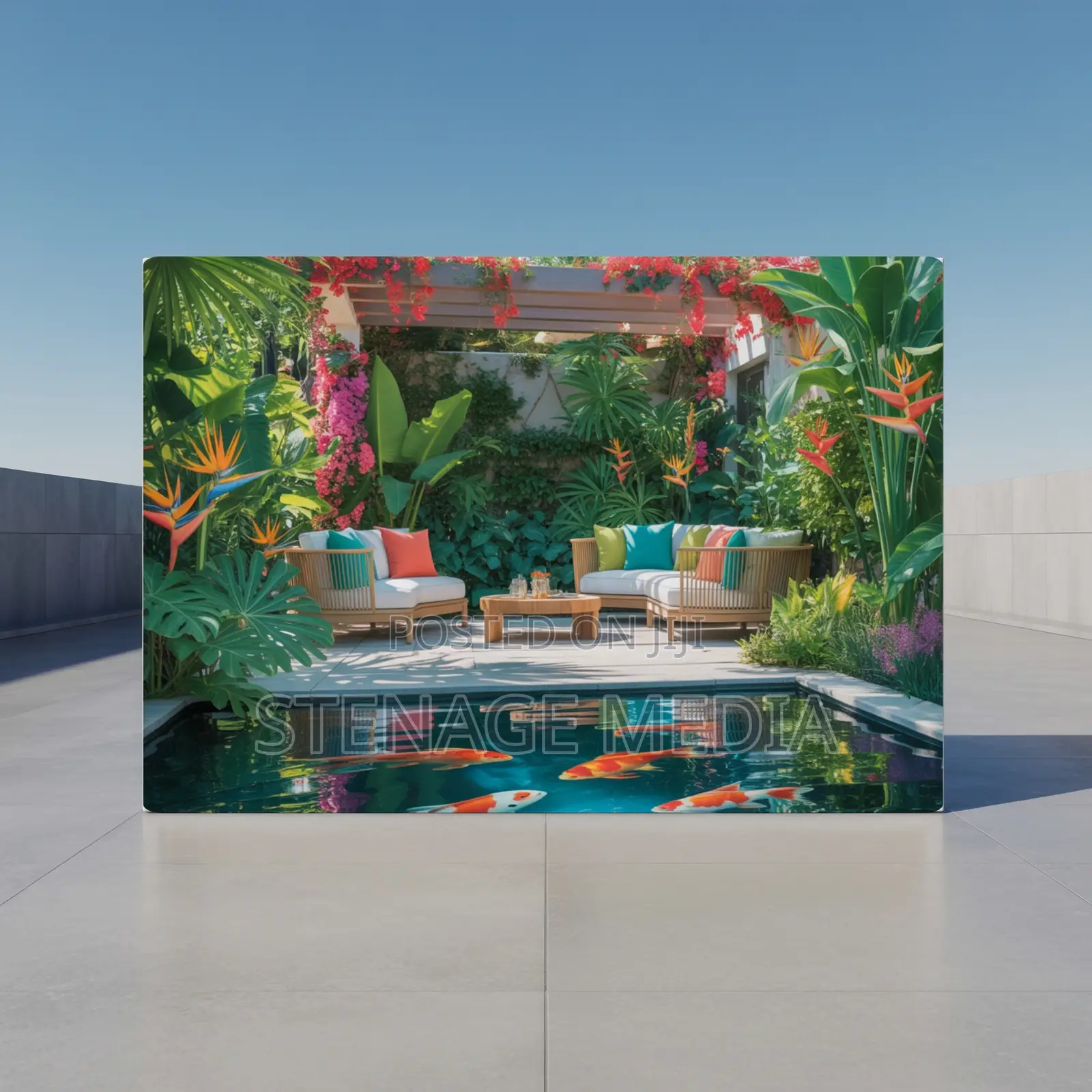 Tropical Garden Oasis Lush Landscaping Canvas Frame Wall Art Print