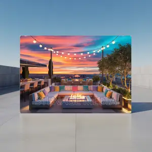 Rooftop Lounge Sunset Outdoor Living Canvas Frame Wall Art