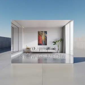 Modern Minimalist Living Room White Gold Canvas Frame