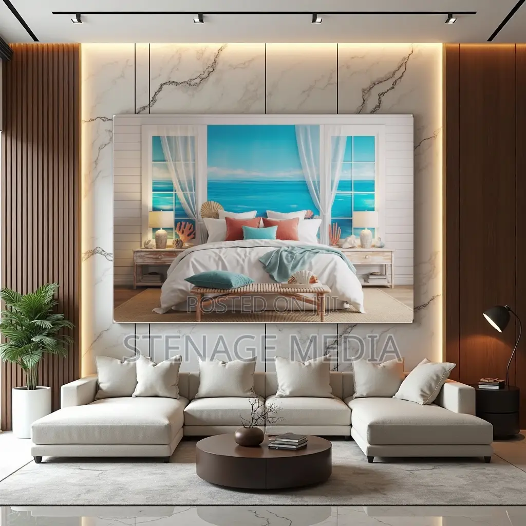 Coastal Bedroom Ocean View Beach House Canvas Frame Wall