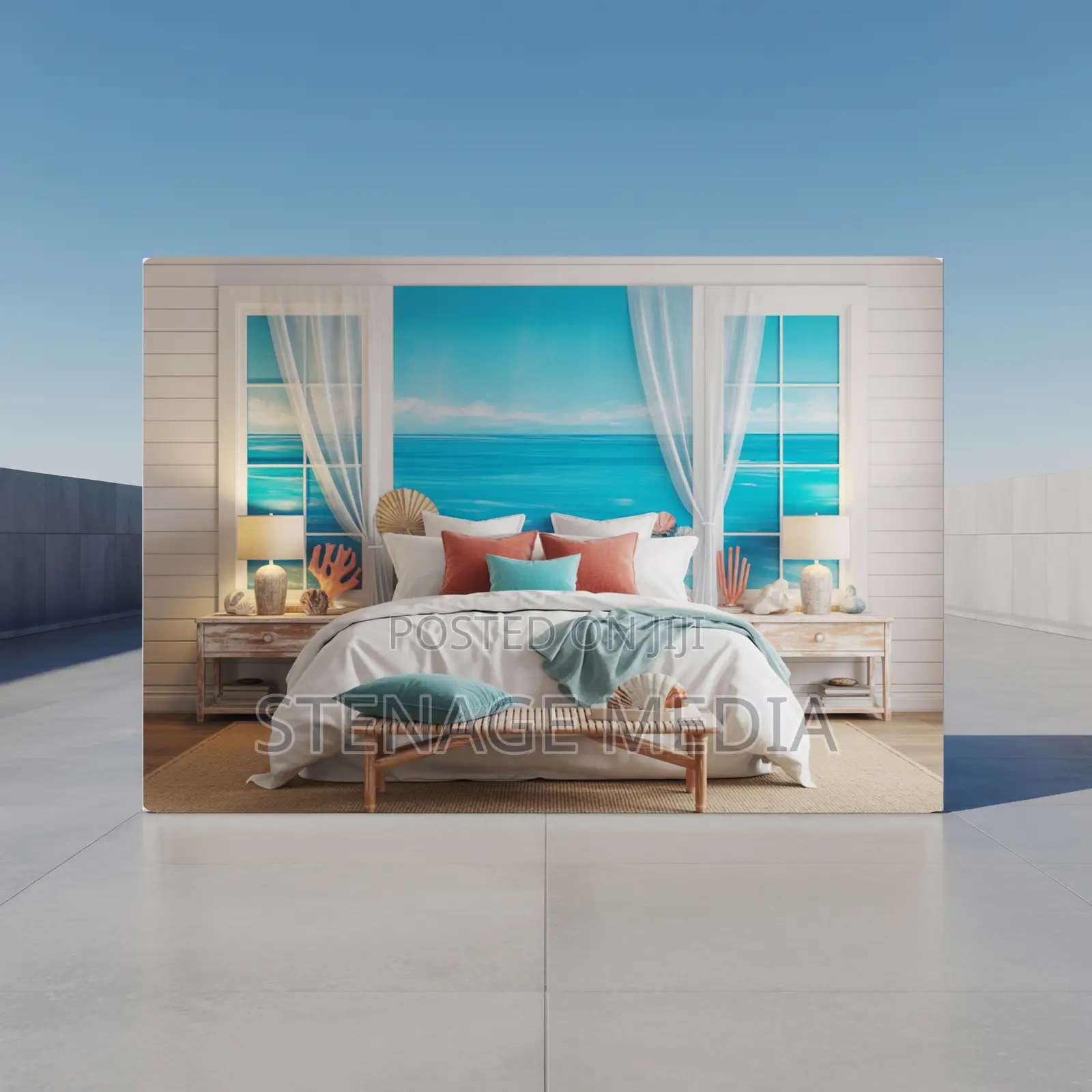 Coastal Bedroom Ocean View Beach House Canvas Frame Wall