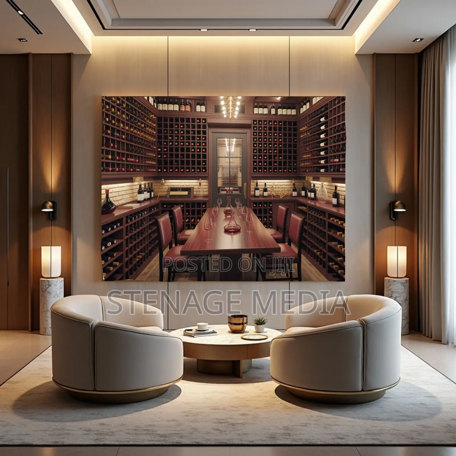 Wine Cellar Dark Wood Luxury Canvas Frame Sophisticated