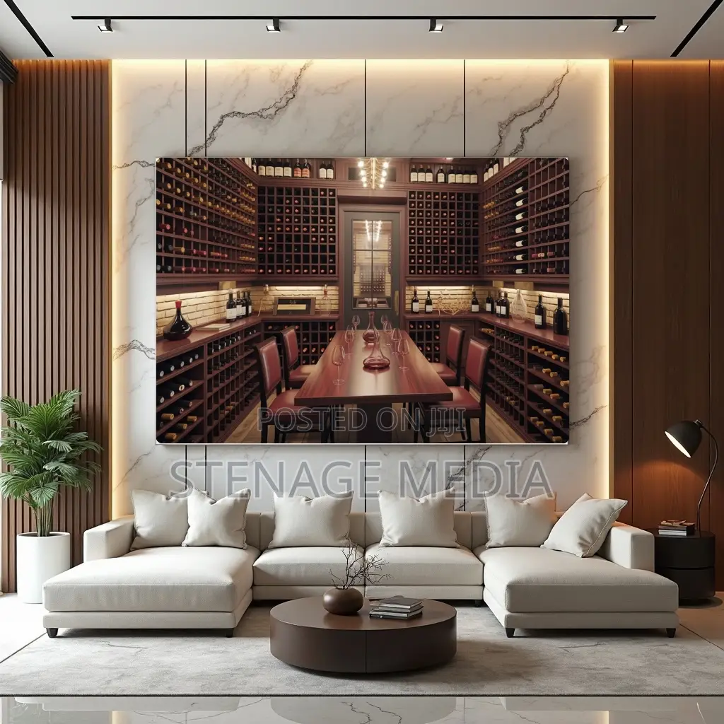 Wine Cellar Dark Wood Luxury Canvas Frame Sophisticated