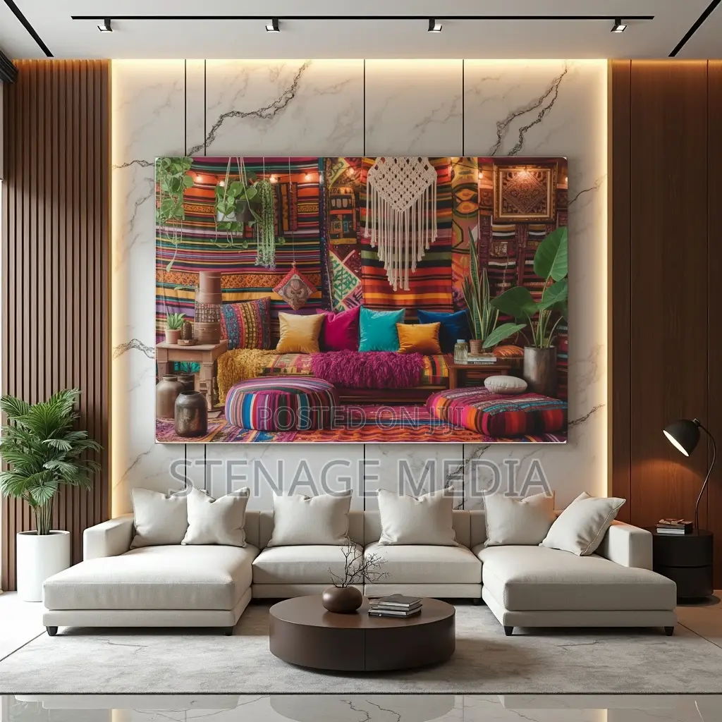Bohemian Living Room Colorful Eclectic Canvas Frame Wall Art