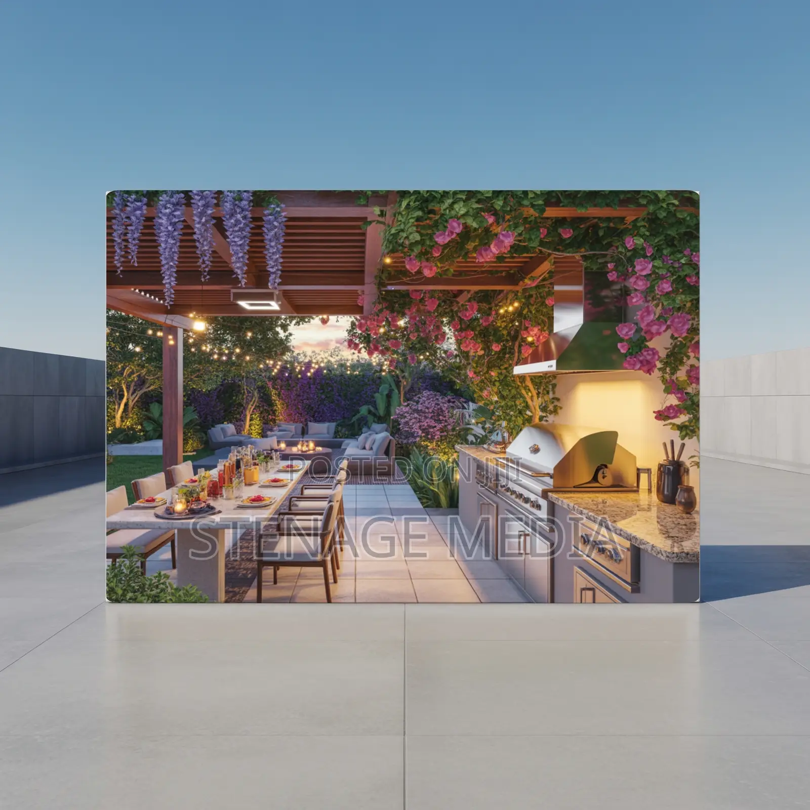 Outdoor Kitchen Patio Alfresco Dining Canvas Frame Wall Art