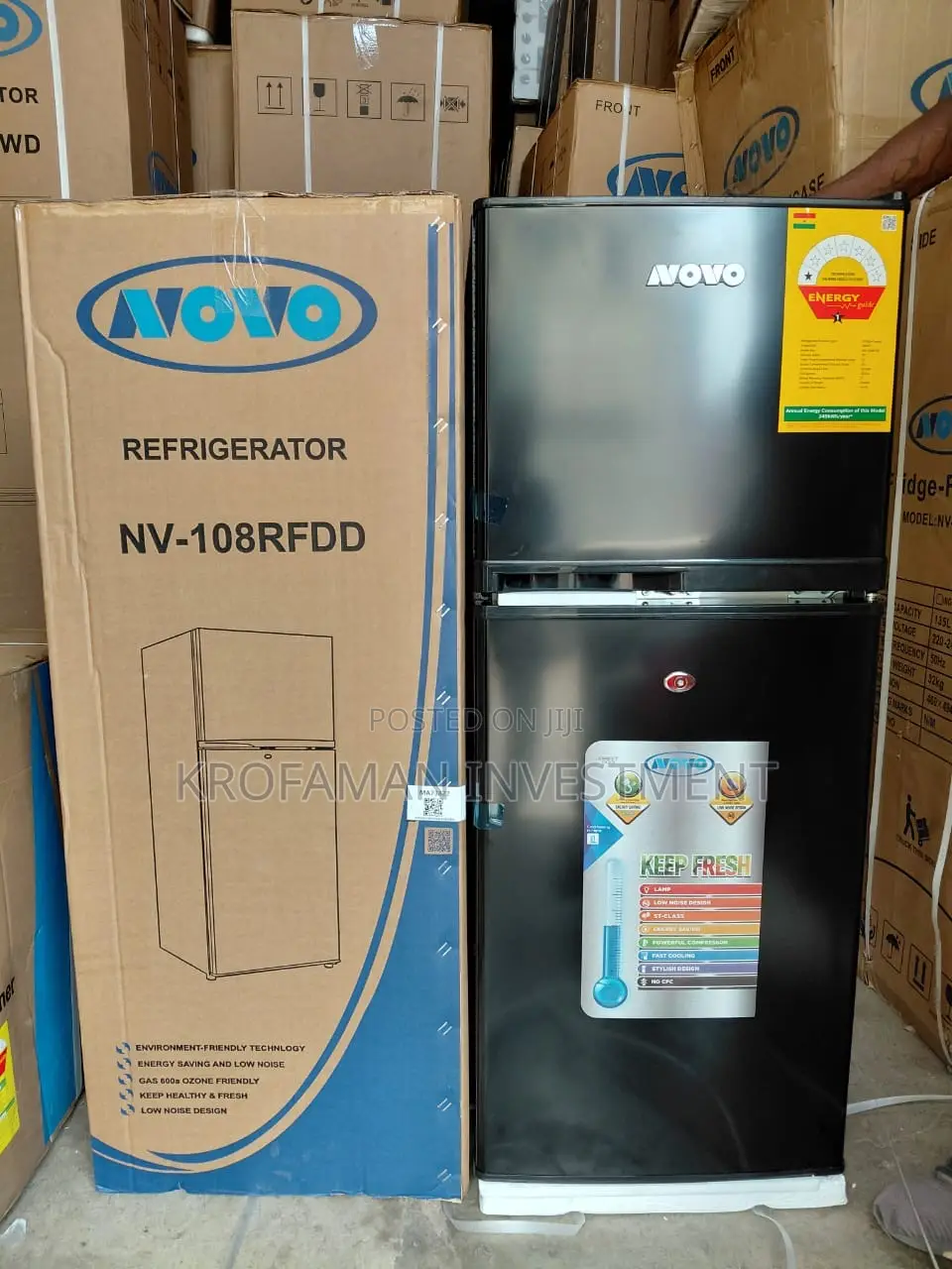 Novo 108l Double Door Fridge Black