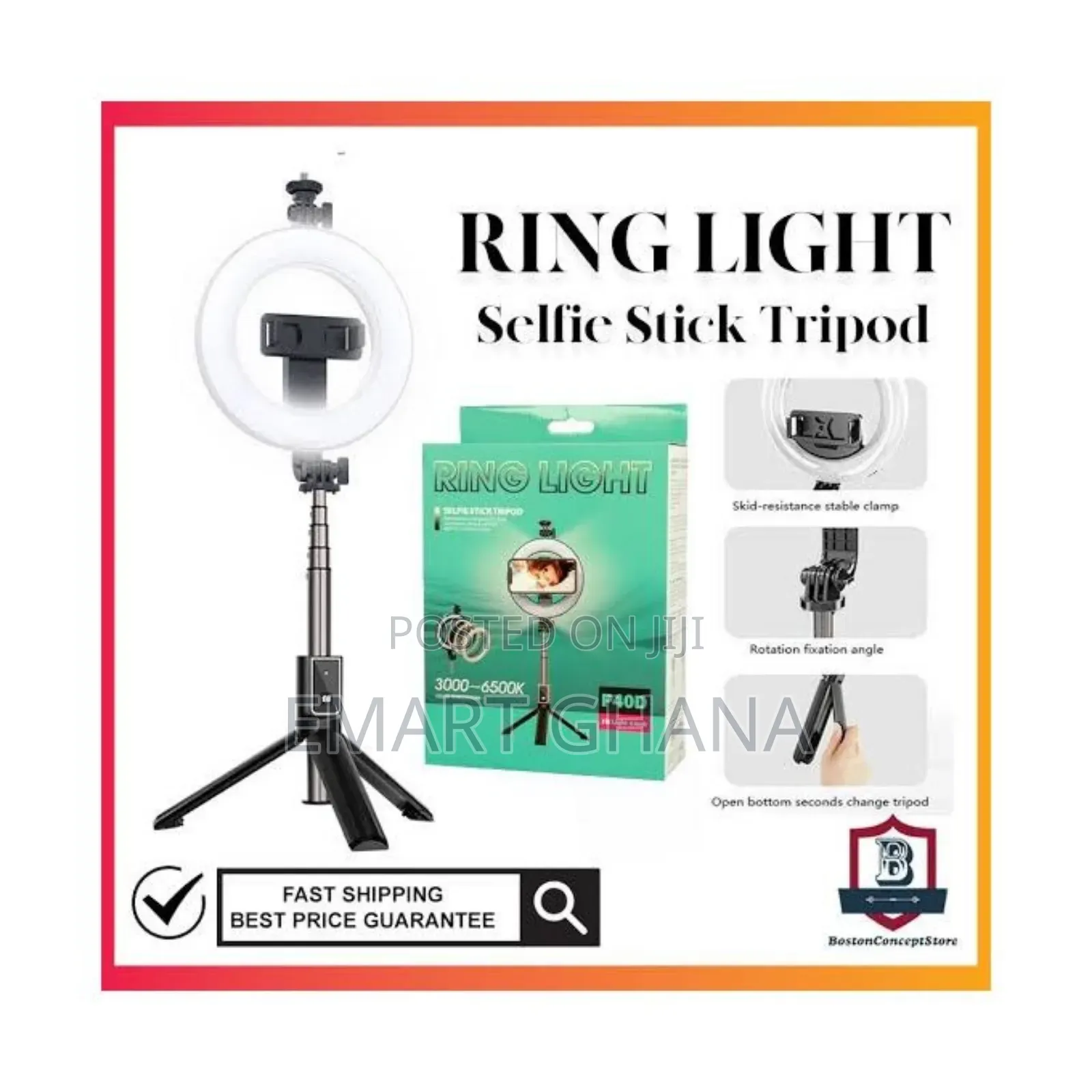 Selfie Stick Tripod With Ringlight