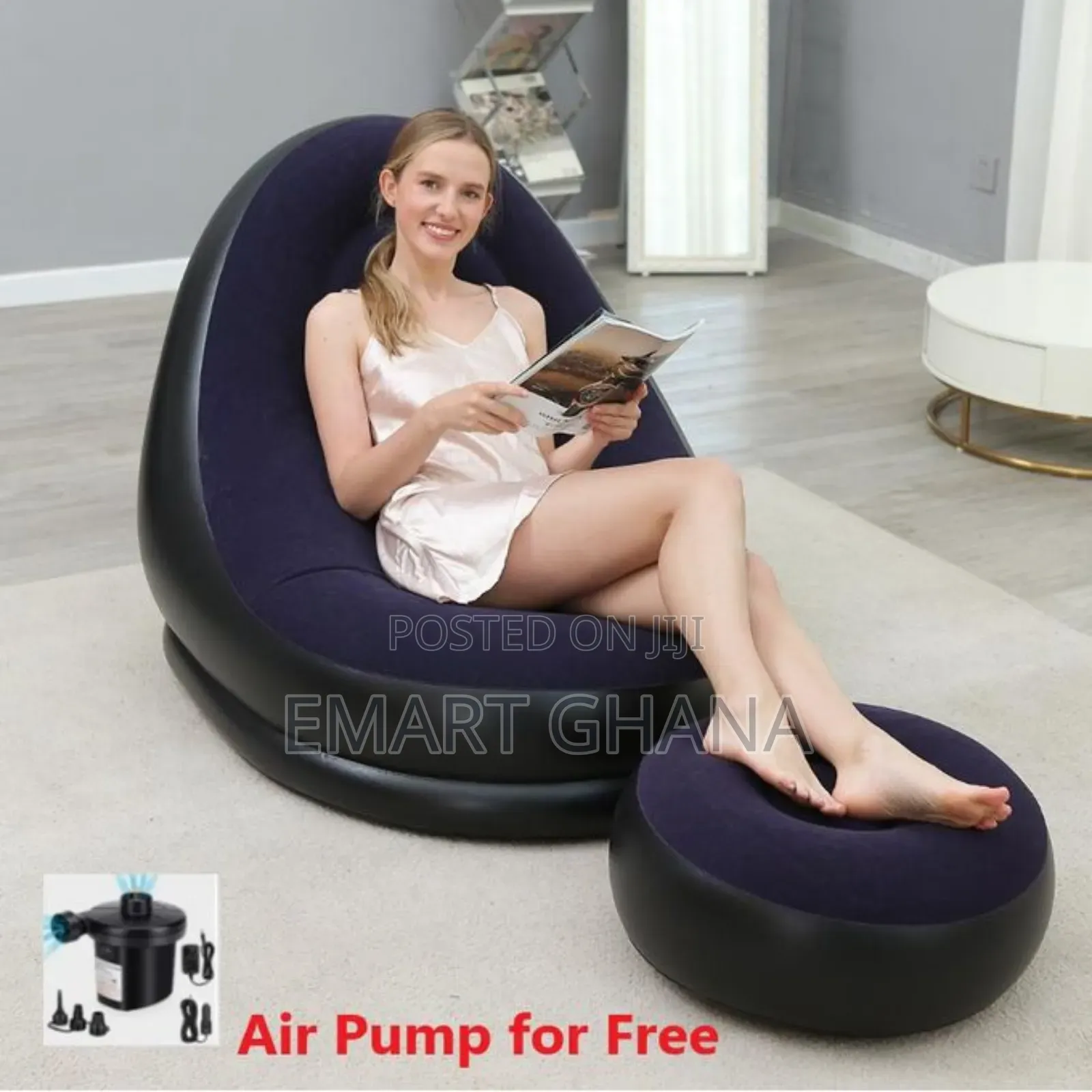 Large Lazy Inflatable Sofa Chairs Pvc Lounger Seat With Footrest  Pump