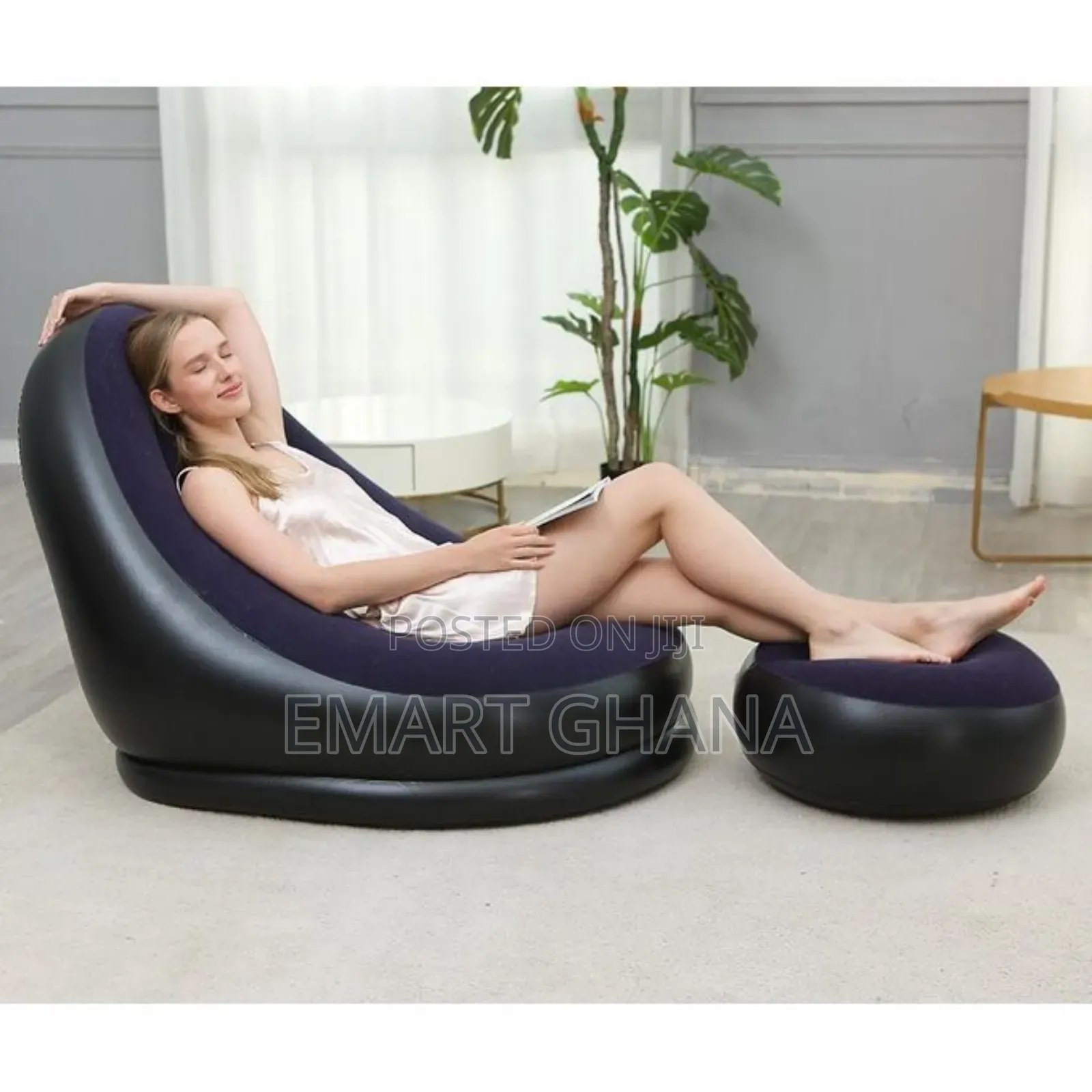 Large Lazy Inflatable Sofa Chairs Pvc Lounger Seat With Footrest  Pump
