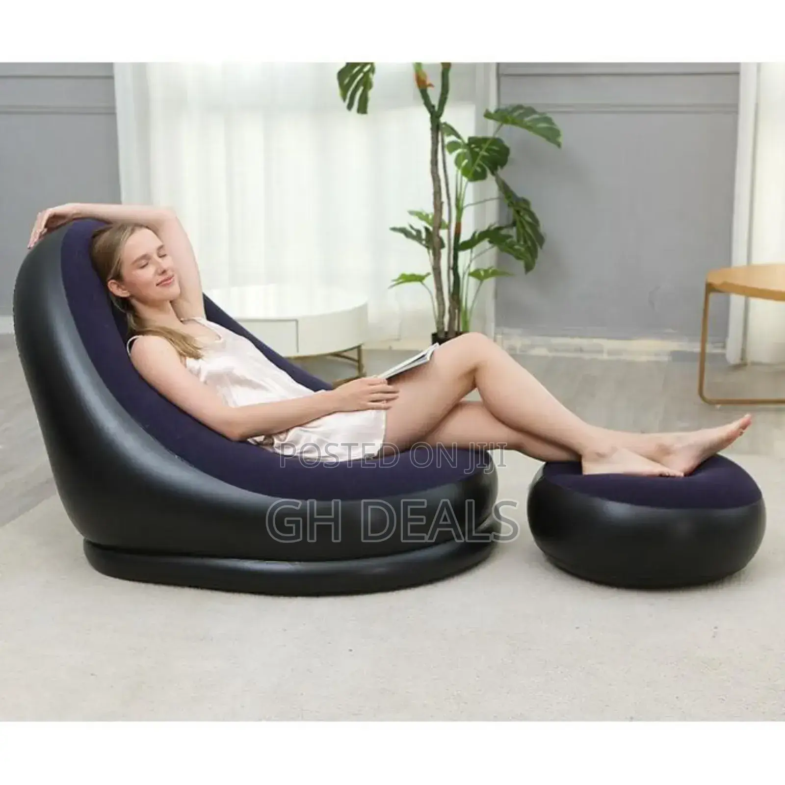 Large Lazy Inflatable Sofa Chairs Pvc Lounger Seat With Footrest  Pump