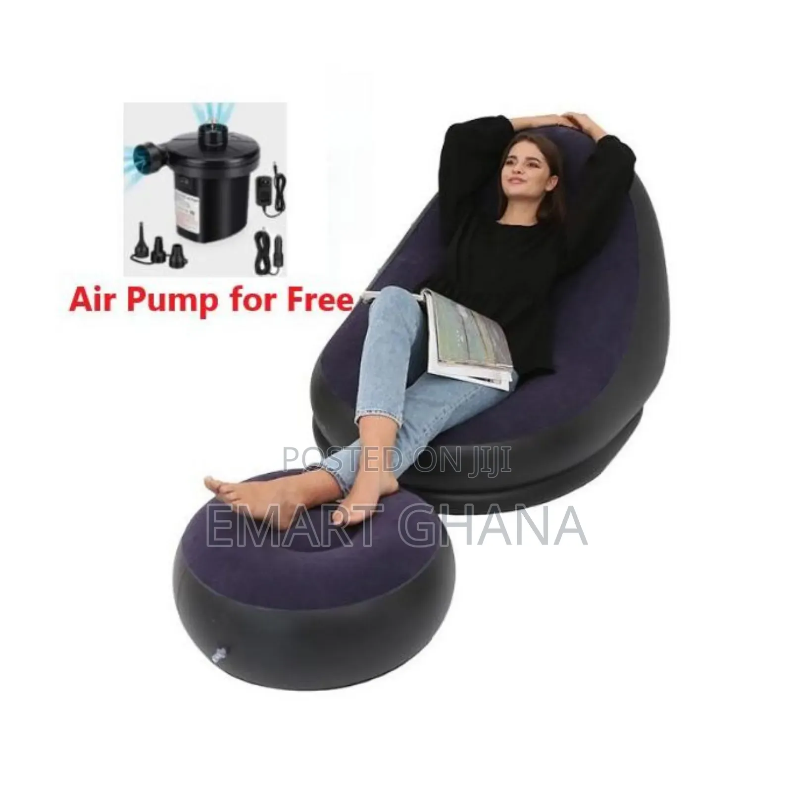 Large Lazy Inflatable Sofa Chairs Pvc Lounger Seat With Footrest  Pump