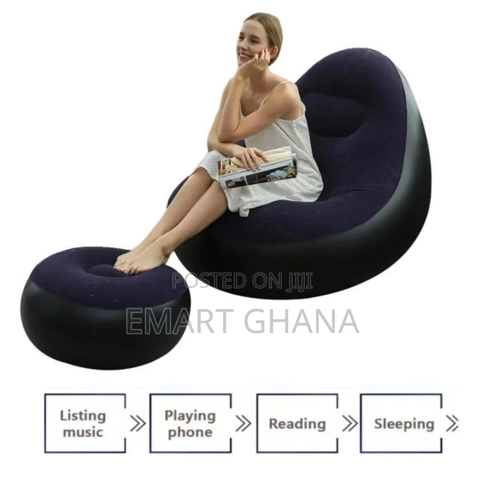 Large Lazy Inflatable Sofa Chairs Pvc Lounger Seat With Footrest  Pump